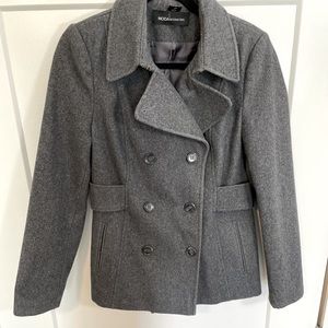 Moda International Grey Wool Pea Coat